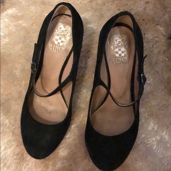 Vince Camuto black heels with magenta platform - Picture 3 of 6